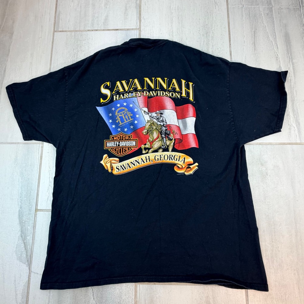 Harley Davidson Savannah Georgia Flaming Eagle Graphic T-Shirt Mens XL Black - Picture 4 of 5